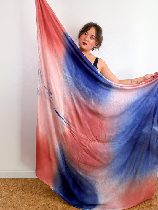 Hand-Dyed Bamboo Scarf Midnight Blush Terracotta Gradient