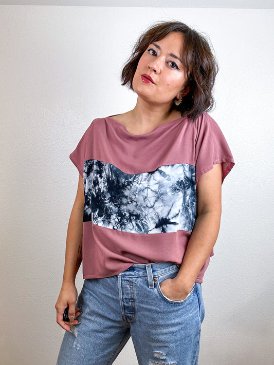 Scrappy Crop Rose Black Tie Colorblock