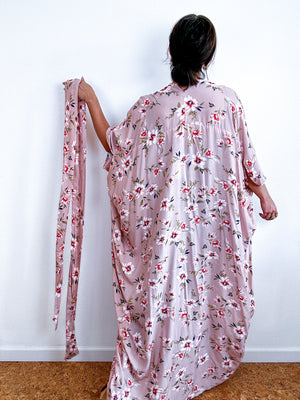 Print High Low Kimono Blush Floral Challis