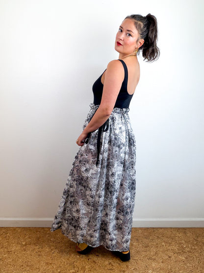 THE SKIRT Black Floral Mesh Lace