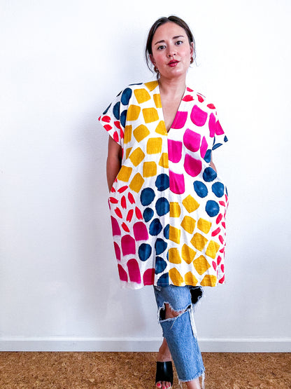 Hand-Dyed Mini Smock Dress Confetti