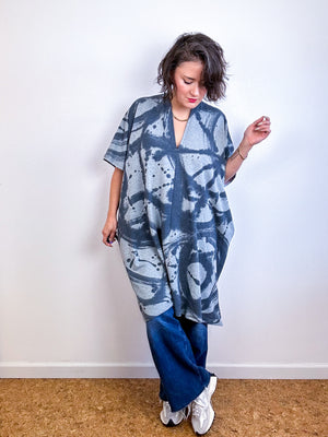 Oversized Hand-Dyed Sweatshirt Smock Dress Grey Sumi