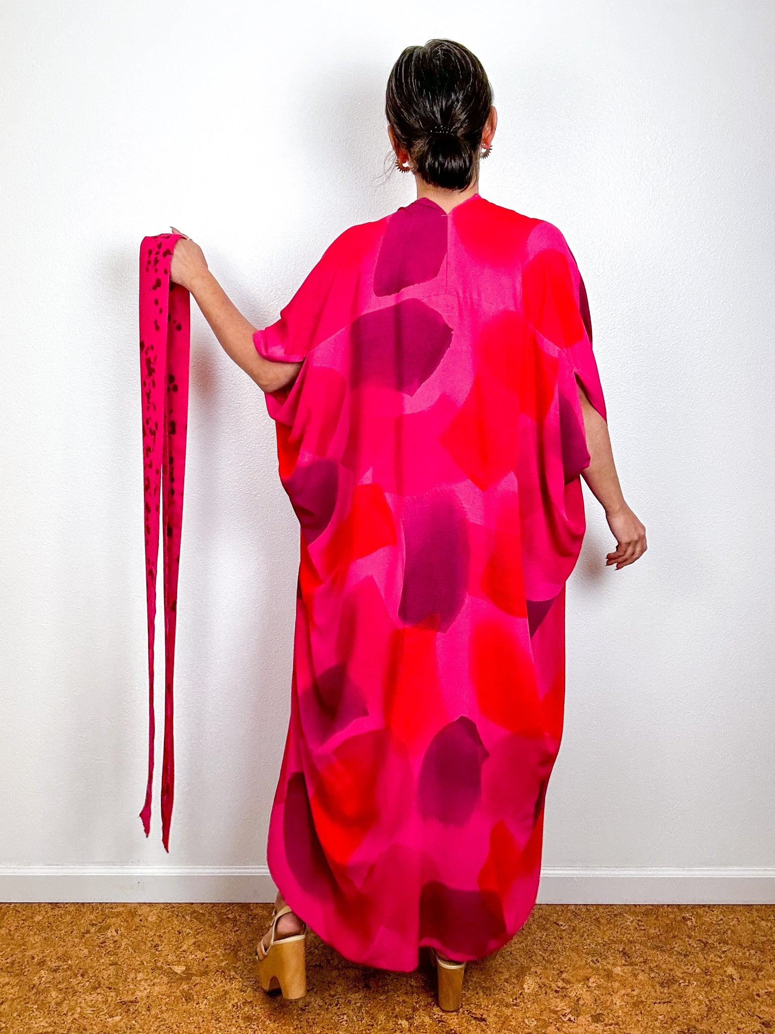 Hand-Dyed High Low Kimono OOAK Fuchsia 2