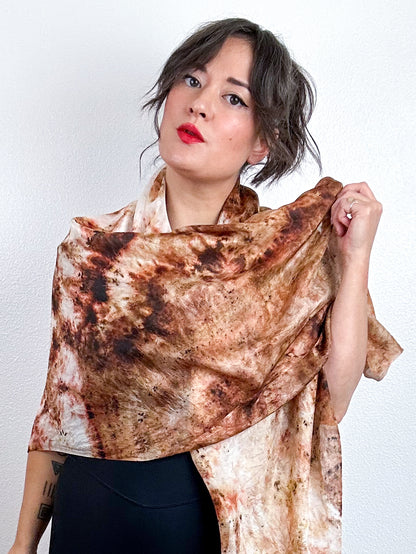 Hand-Dyed Silk Scarf Deconstructed Copper