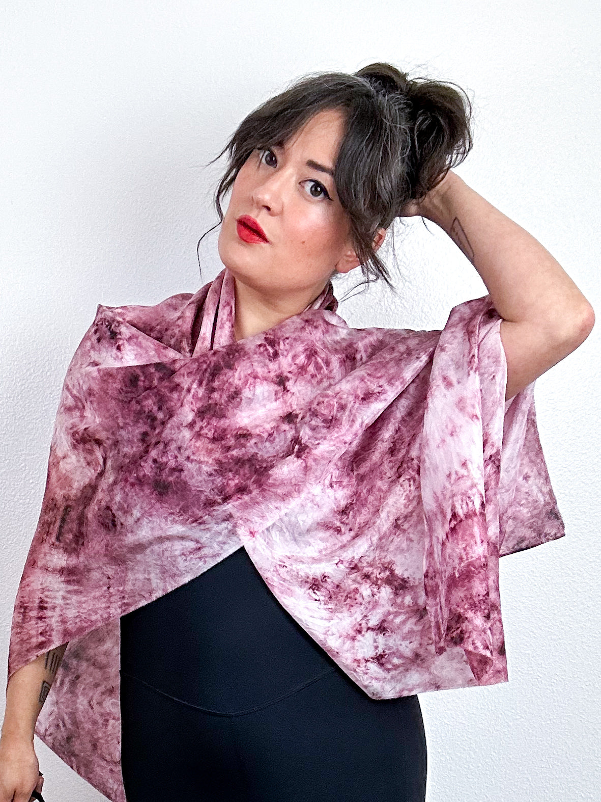 Hand-Dyed Silk Scarf Deconstructed Berry