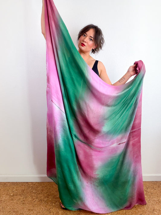 Hand-Dyed Bamboo Scarf Forest Peony Madrone Gradient