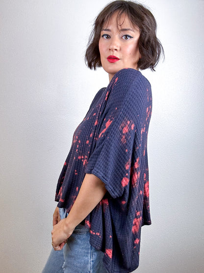 Crop Sweater Navy Peach Speckle