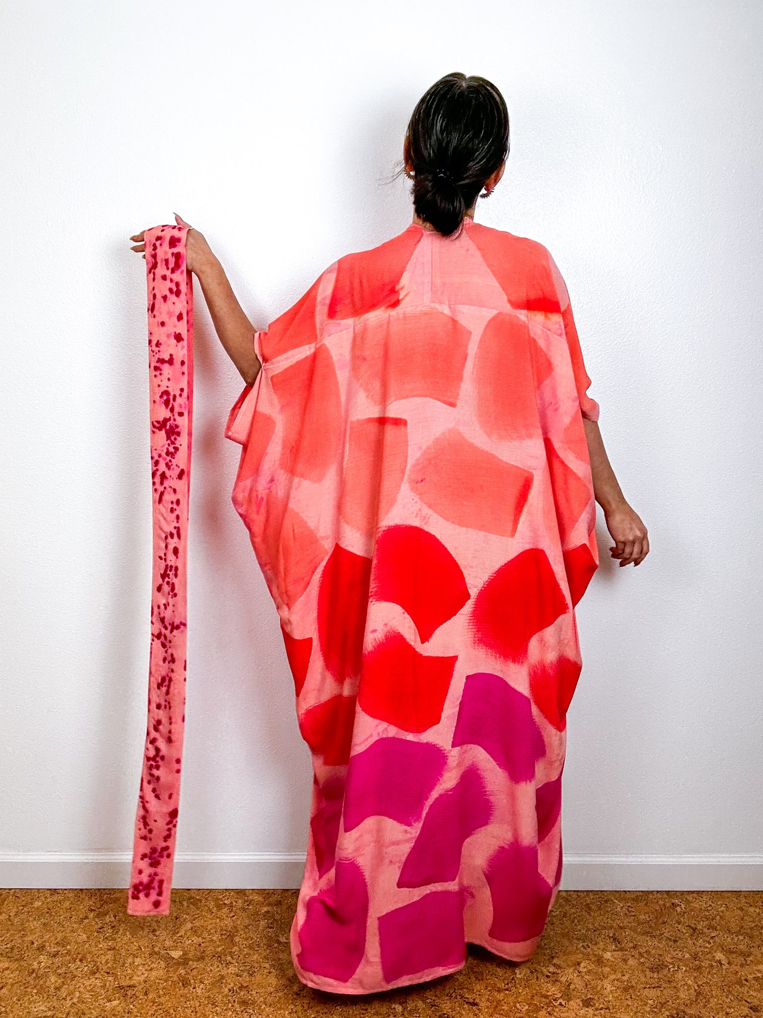 Hand-Dyed High Low Kimono OOAK Peach 3