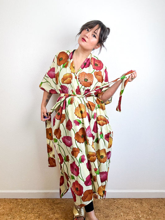 Print Duster Kimono Butter Poppy Cotton Lawn