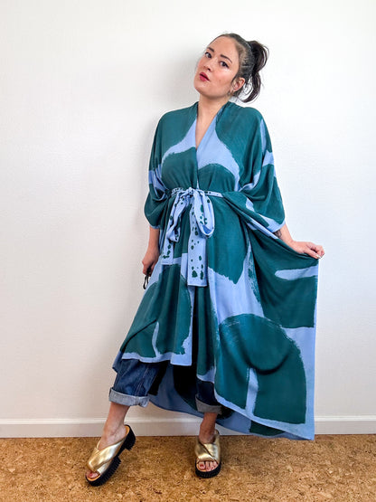 Hand-Dyed High Low Kimono Sky Forest Arc
