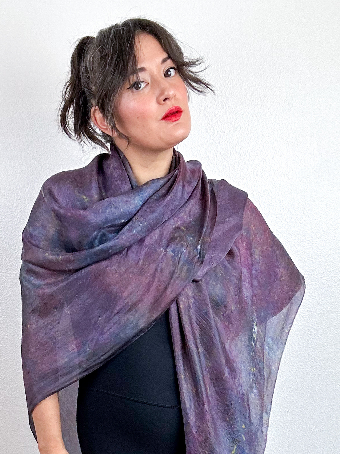 Hand-Dyed Silk Scarf Deconstructed Plum