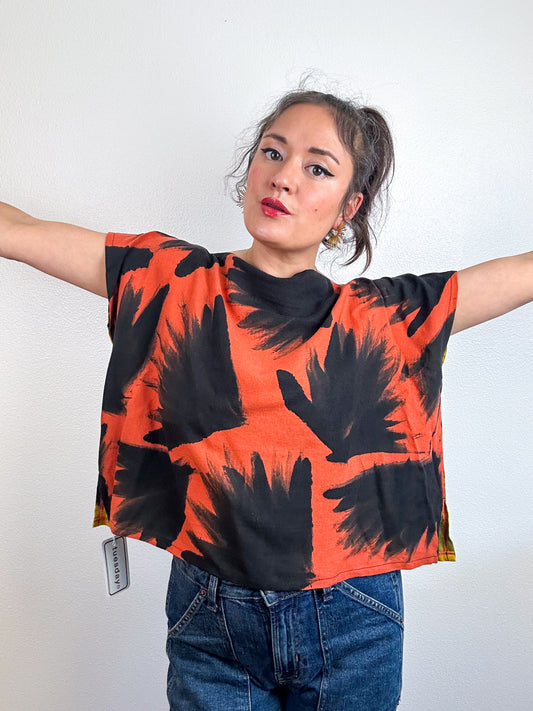 Hand-Dyed Linen Blend Flip Crop Marigold Sumi Rust Palms