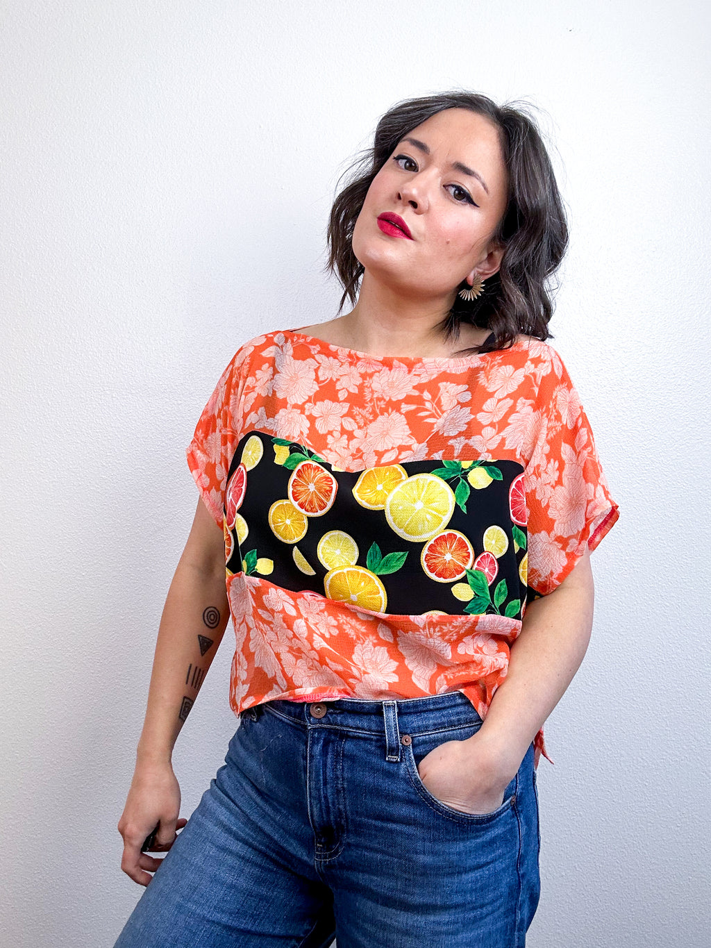 Scrappy Crop Orange Floral Citrus