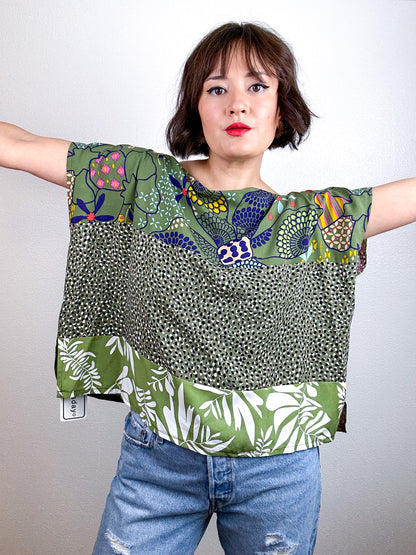 Scrappy Crop Olive Mixed Print