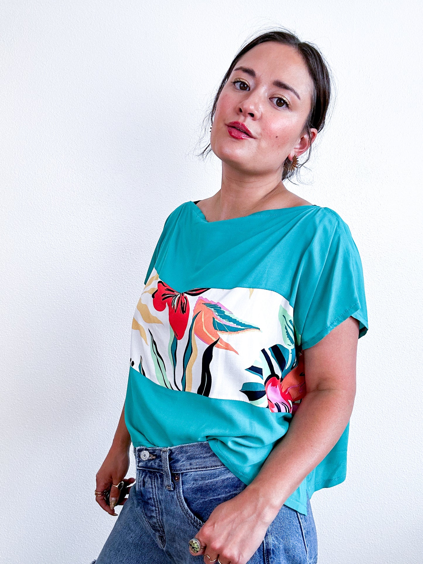 Scrappy Crop Teal Tropical