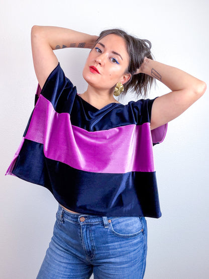 Velvet Flip Crop Navy Lavender