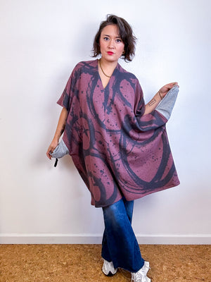 Oversized Hand-Dyed Sweatshirt Smock Dress Maroon Sumi