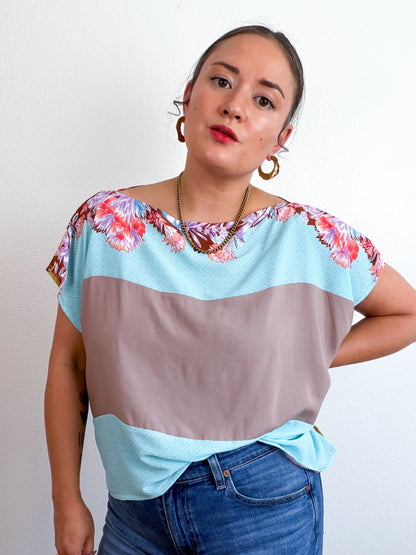 Scrappy Crop Citron Aqua Flora Taupe