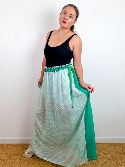 THE SKIRT Seafoam Green Swiss Dot Reversible Chiffon