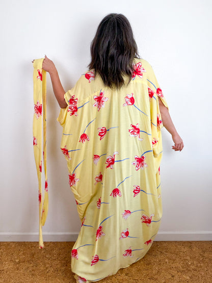 Print High Low Kimono Butter Tulip Crinkle Challis