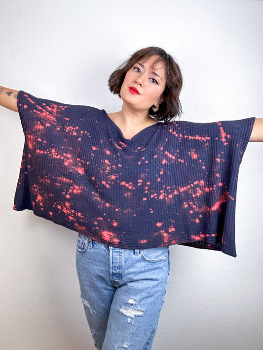 Crop Sweater Navy Peach Speckle