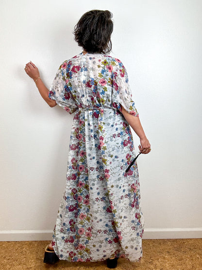 Print High Low Kimono Wildflower Chiffon