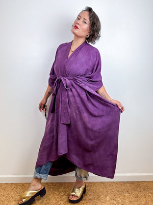 Hand-dyed High Low Kimono Plum