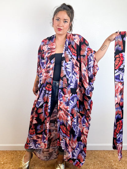 Print High Low Kimono Wings Challis