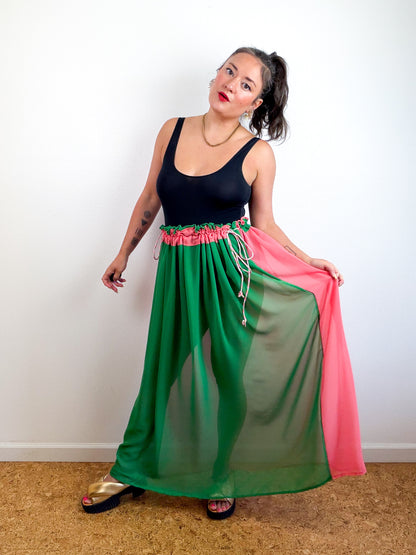 THE SKIRT Coral Green Reversible Chiffon