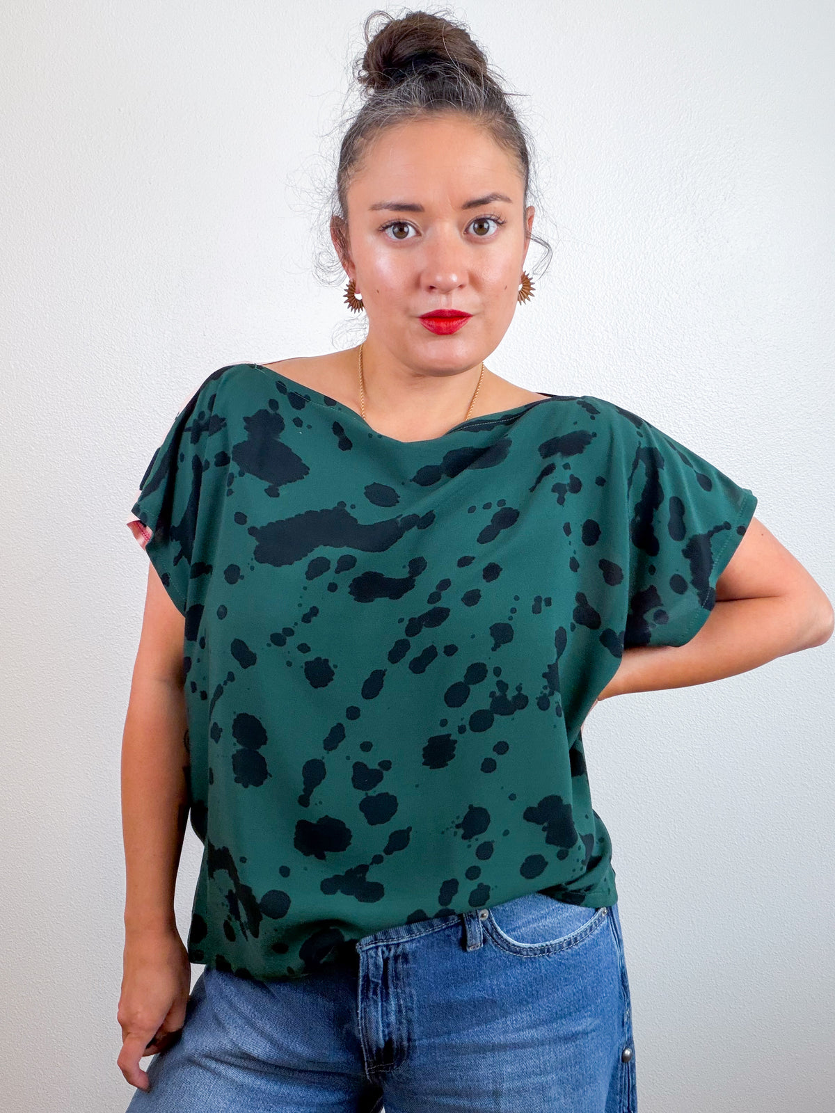 Hand-Dyed Bamboo Flip Crop Blush Forest Speckle