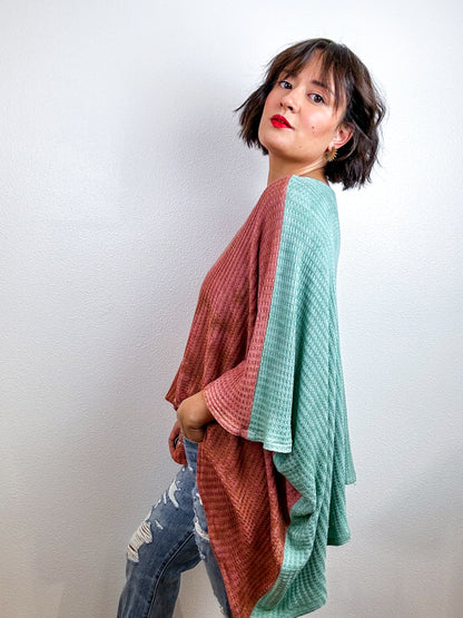 Oversize Flip Sweater Terracotta Celadon