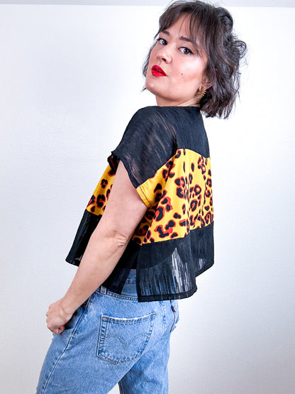 Scrappy Crop Black Leopard Print