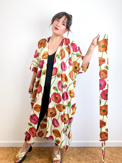 Print Duster Kimono Butter Poppy Cotton Lawn
