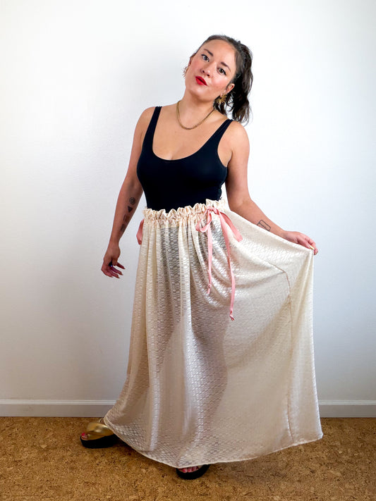 THE SKIRT Ivory Dot Chiffon