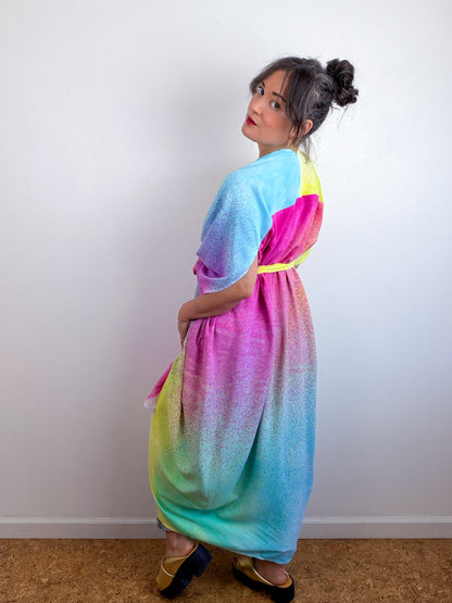 Hand-Dyed High Low Kimono Funfetti B