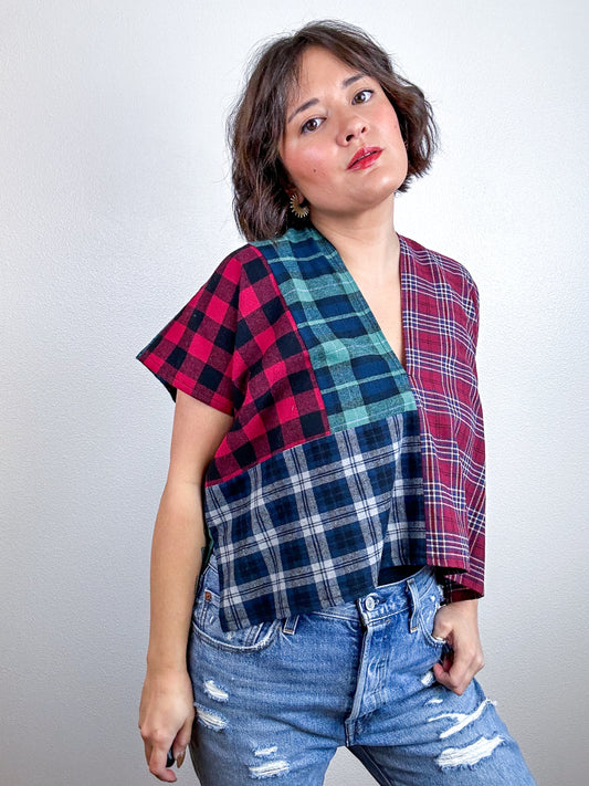 Scrappy V Crop Plaid Flannel Mix 1