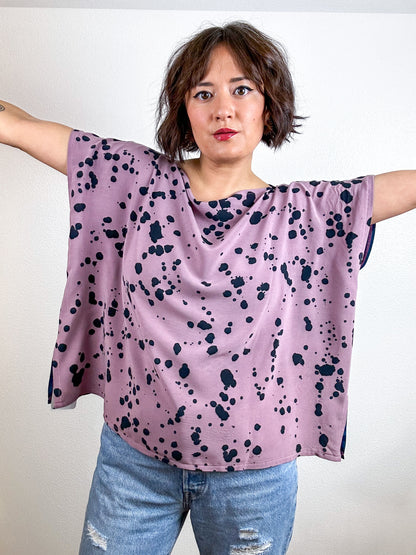 Hand-Dyed Flip Crop Rayon Teal Indigo Rose Black Speckle