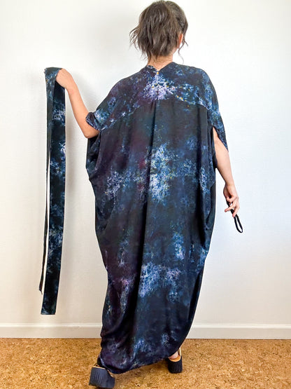 Hand-Dyed High Low Kimono Deconstructed Raven