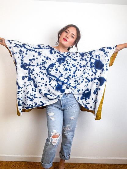 Oversize Flip Sweater Amber Indigo Splatter