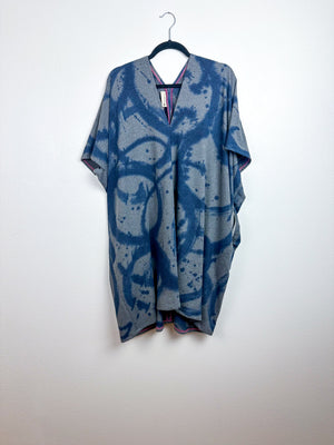 Oversized Hand-Dyed Sweatshirt Smock Dress Grey Navy Sumi