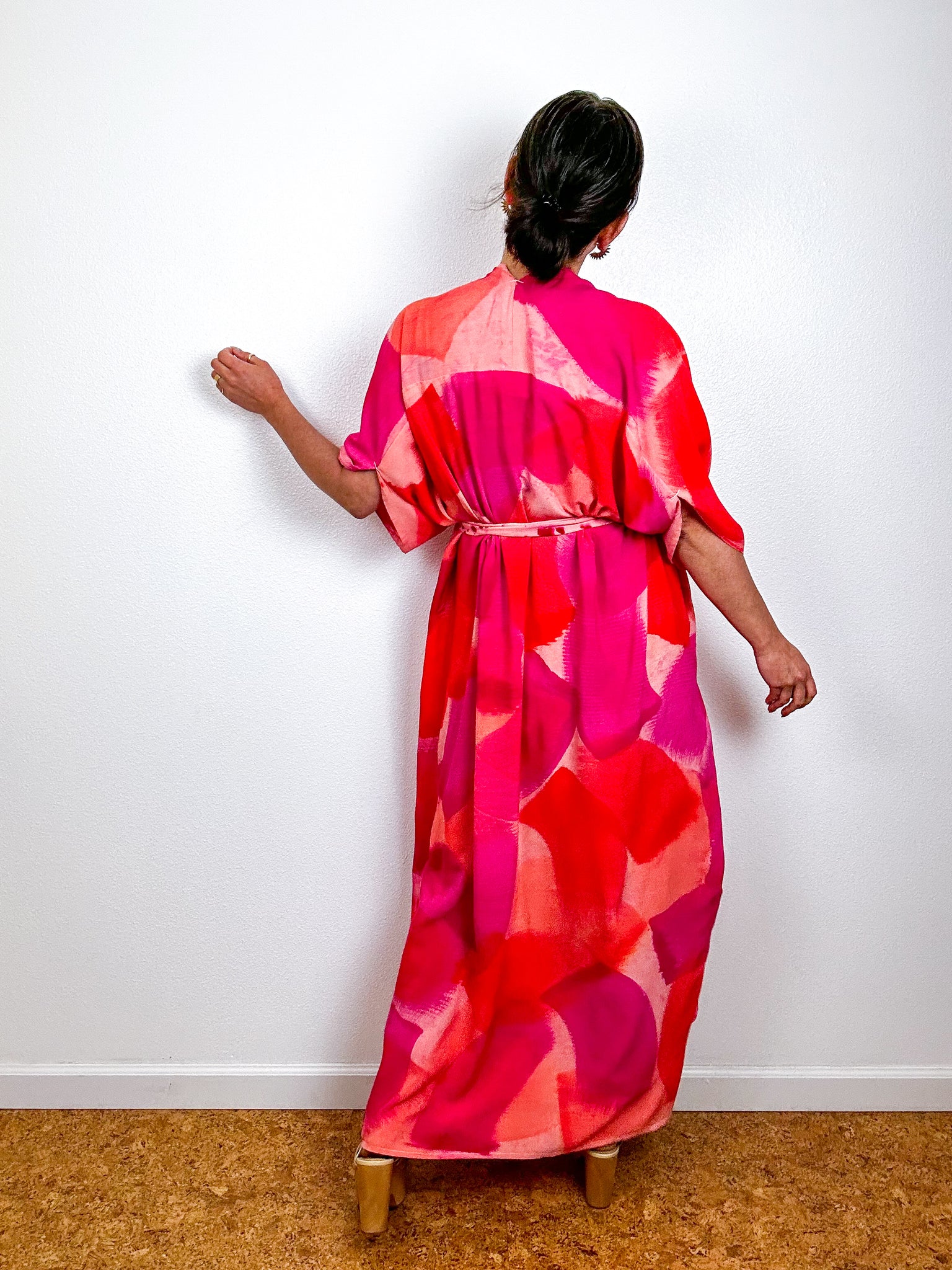 Hand-Dyed High Low Kimono OOAK Peach 1