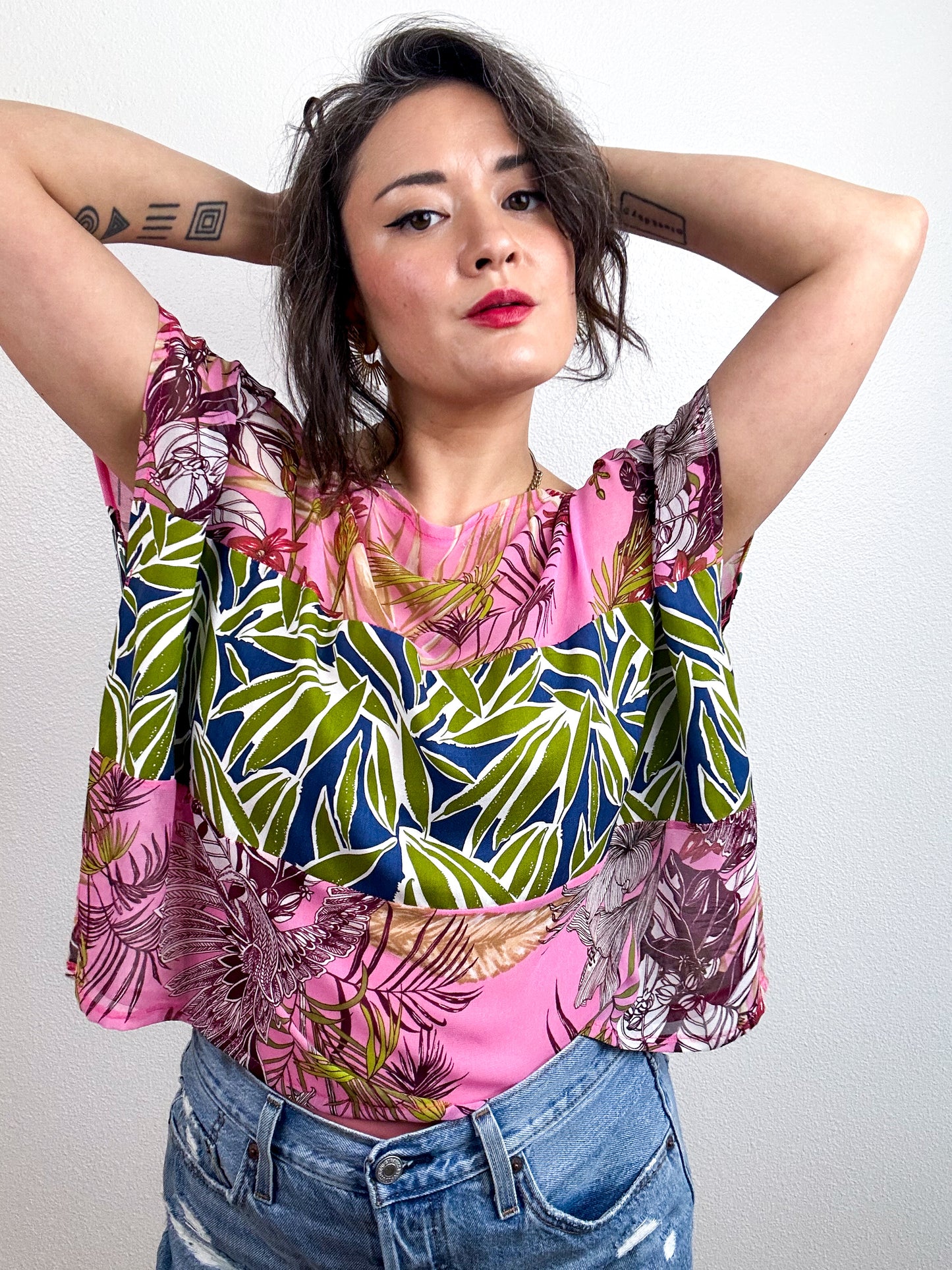 Scrappy Crop Pink Tropical Palms