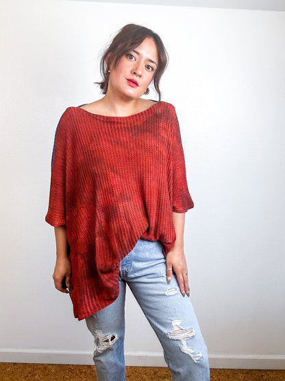 Oversized Flip Sweater Terracotta Indigo