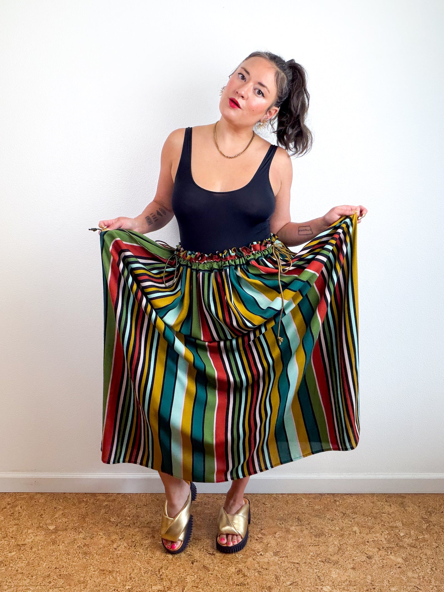 THE SKIRT Multi Stripe Challis