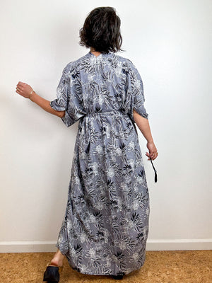 Print High Low Kimono Grey Jaguar Challis