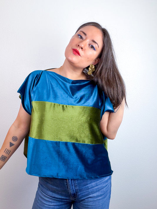 Velvet Flip Crop Teal Olive
