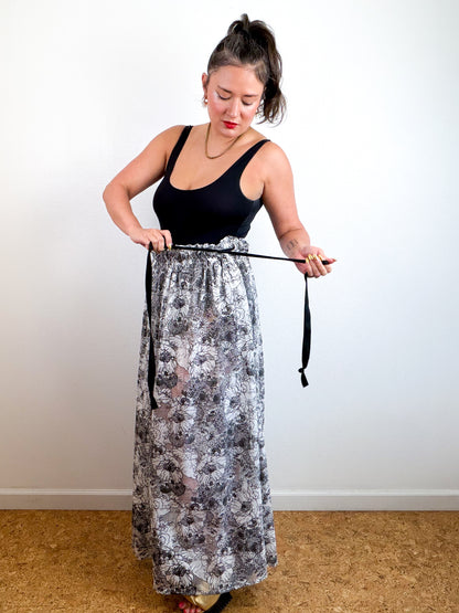 THE SKIRT Black Floral Mesh Lace