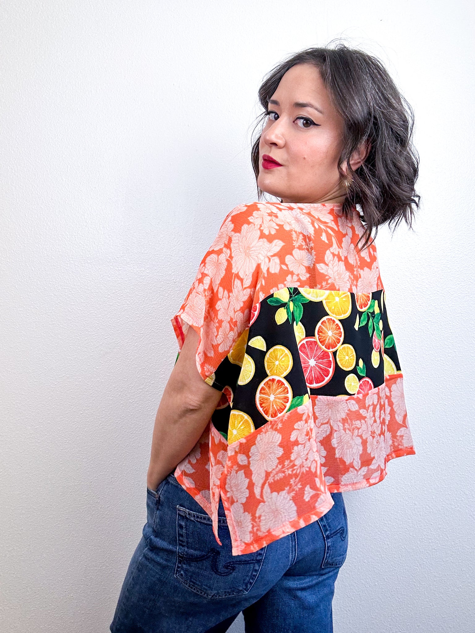 Scrappy Crop Orange Floral Citrus