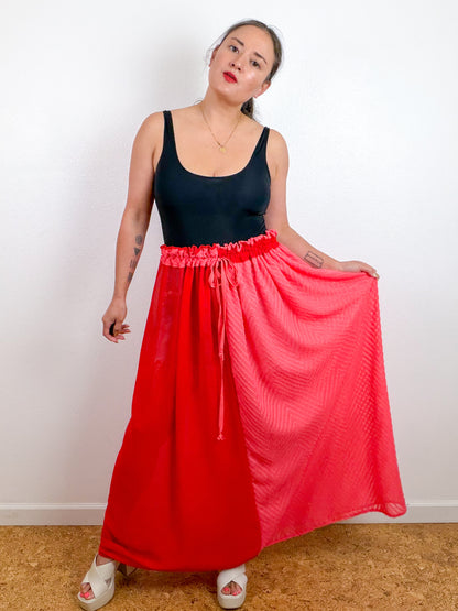 THE SKIRT Coral Chevron Scarlet Reversible Chiffon