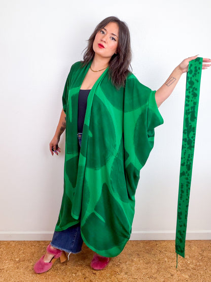 Hand-Dyed High Low Kimono Kelly Green Arc